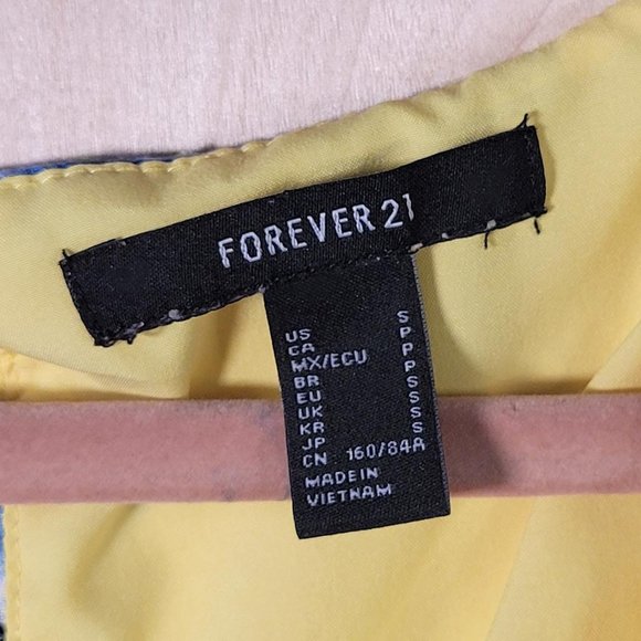 Forever 21 Yellow Floral Front Tie Short Sleeve Mini Dress Women Size S - Picture 3 of 10